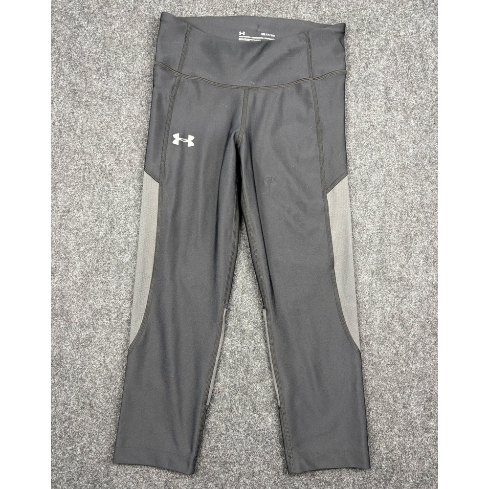Under Armour HeatGear Compression Leggings Black Gray Mesh Style 1342906 SM